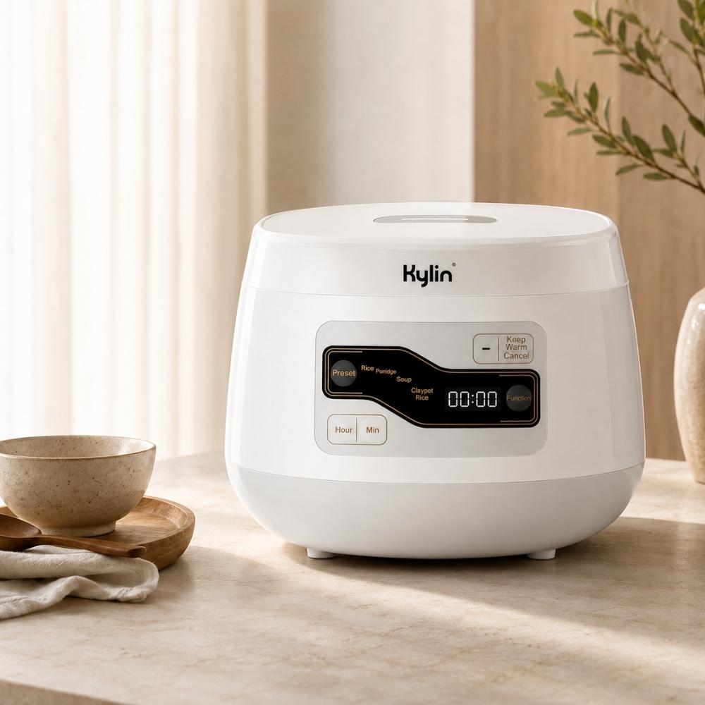 Kylin Electric No Coating Ceramic 4 Cups Rice Cooker 2L White AU-K1020