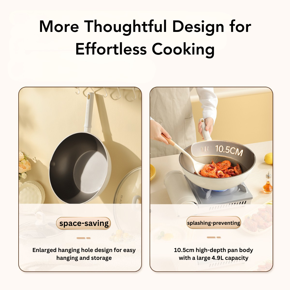 Cooker King White Titanium Wok 26cm