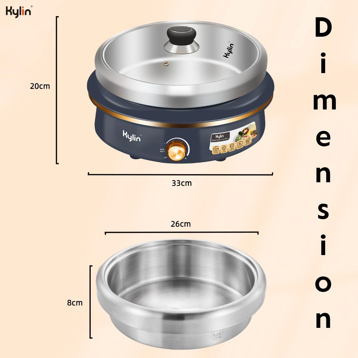 Kylin Electric 1500W Hotpot with Stainless Steel Inner Pot 4L AU-K2011