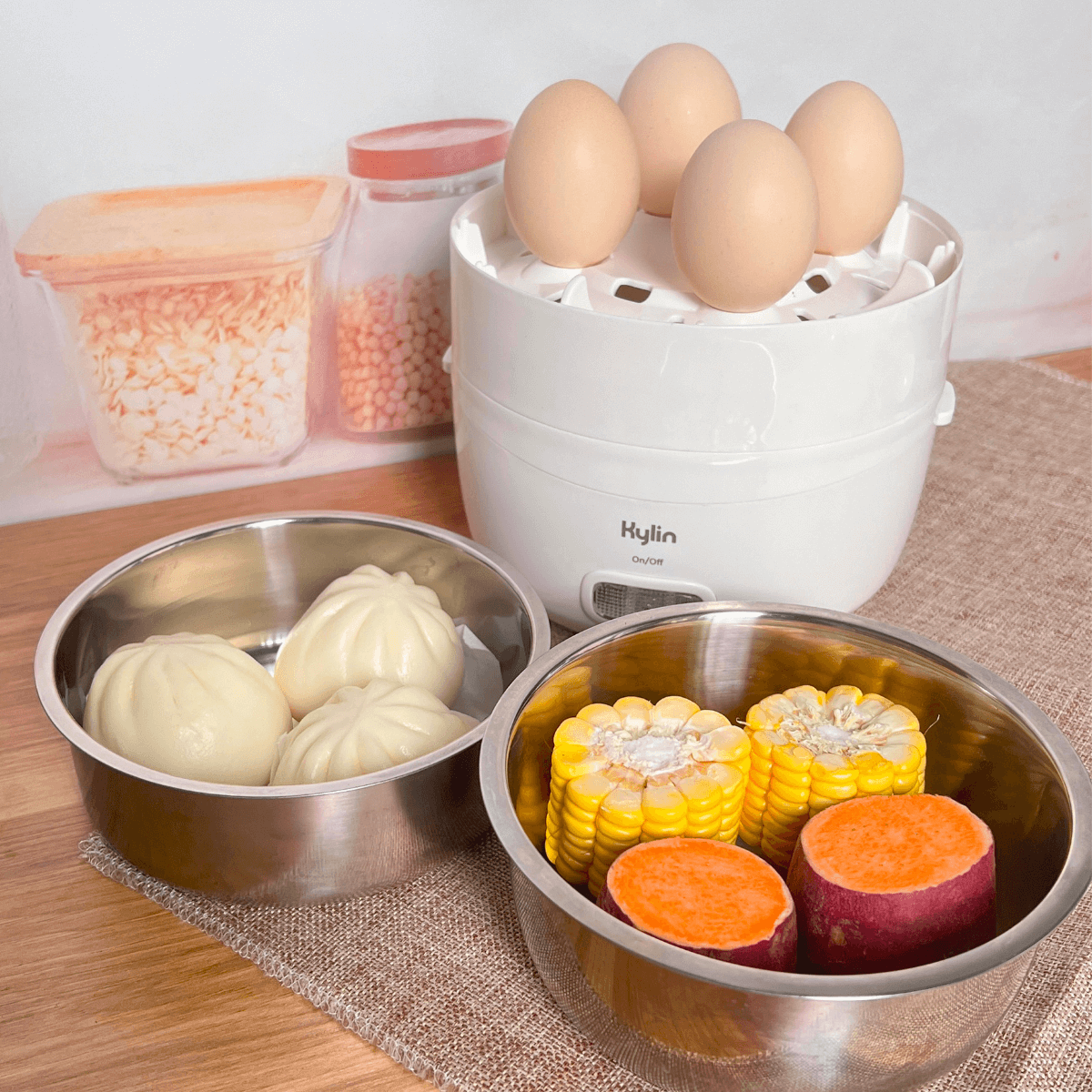 Kylin Electric Thermal Lunch Box 2 Layered with Egg Steamer AU-K6914