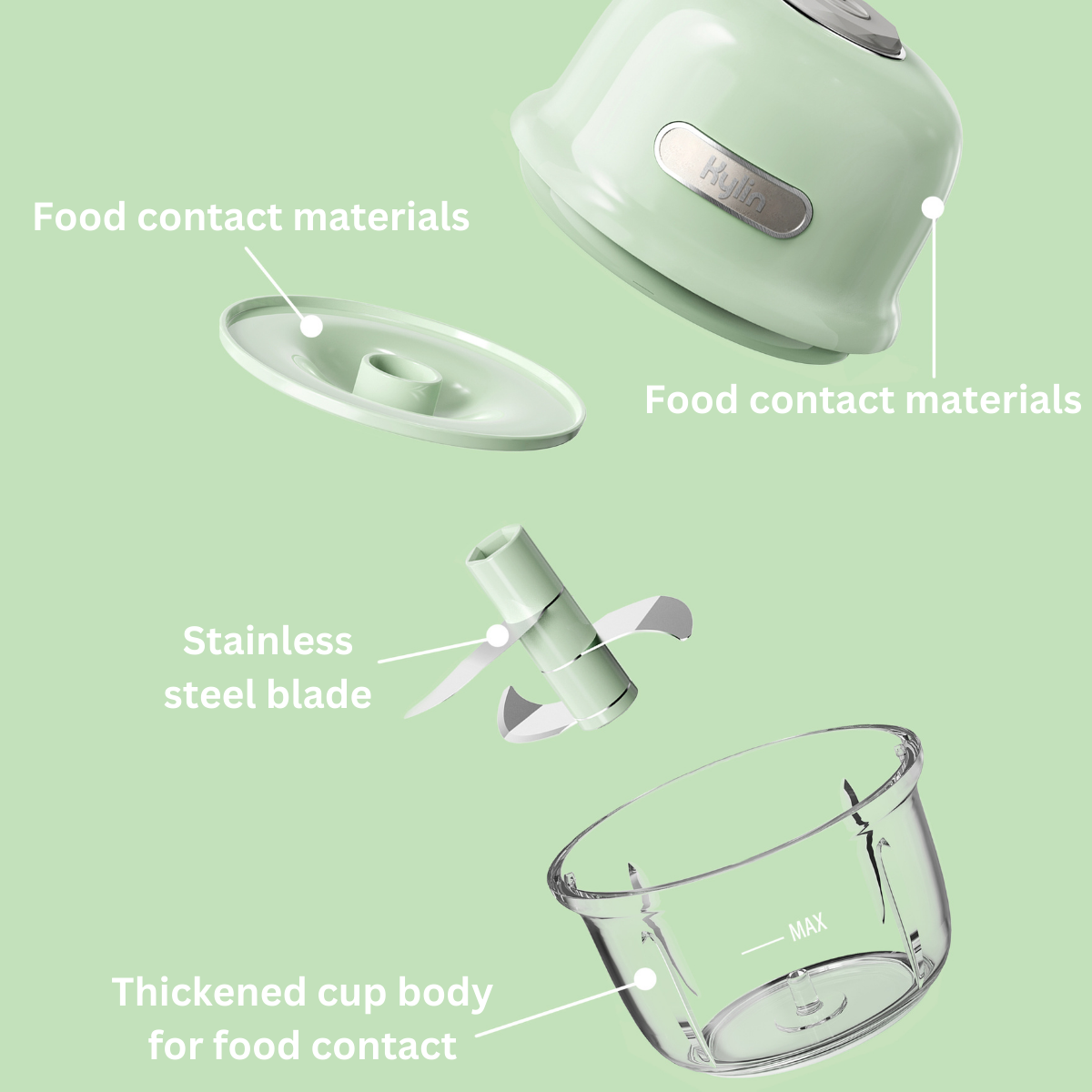 Kylin Electric Mini Food Processor 150ml AU-K62A1