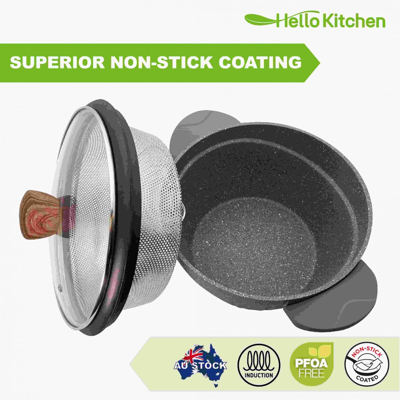 Hello Kitchen Non-stick 24cm Soup Pot (with steamer) 62399S