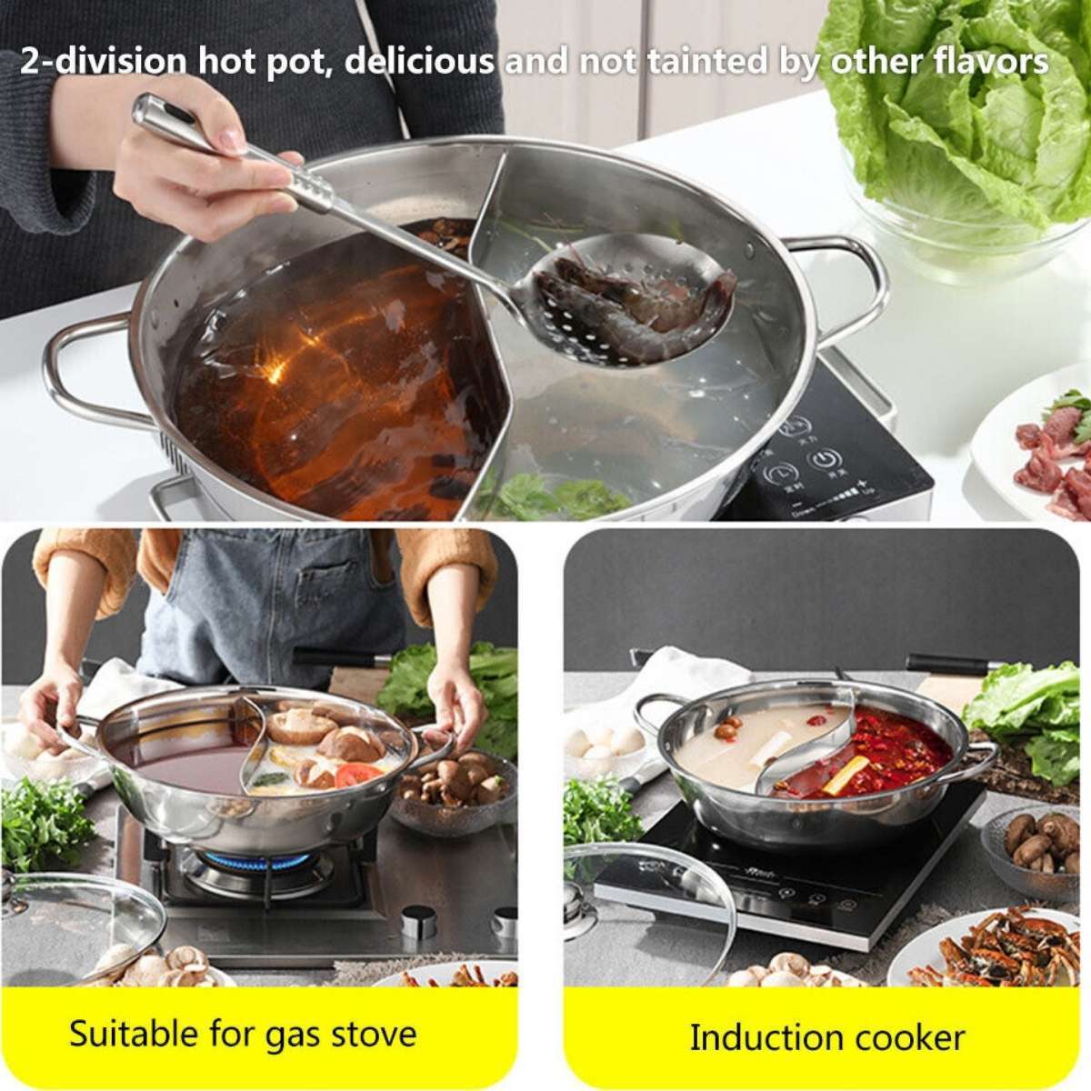 Stainless steel hotpot pot