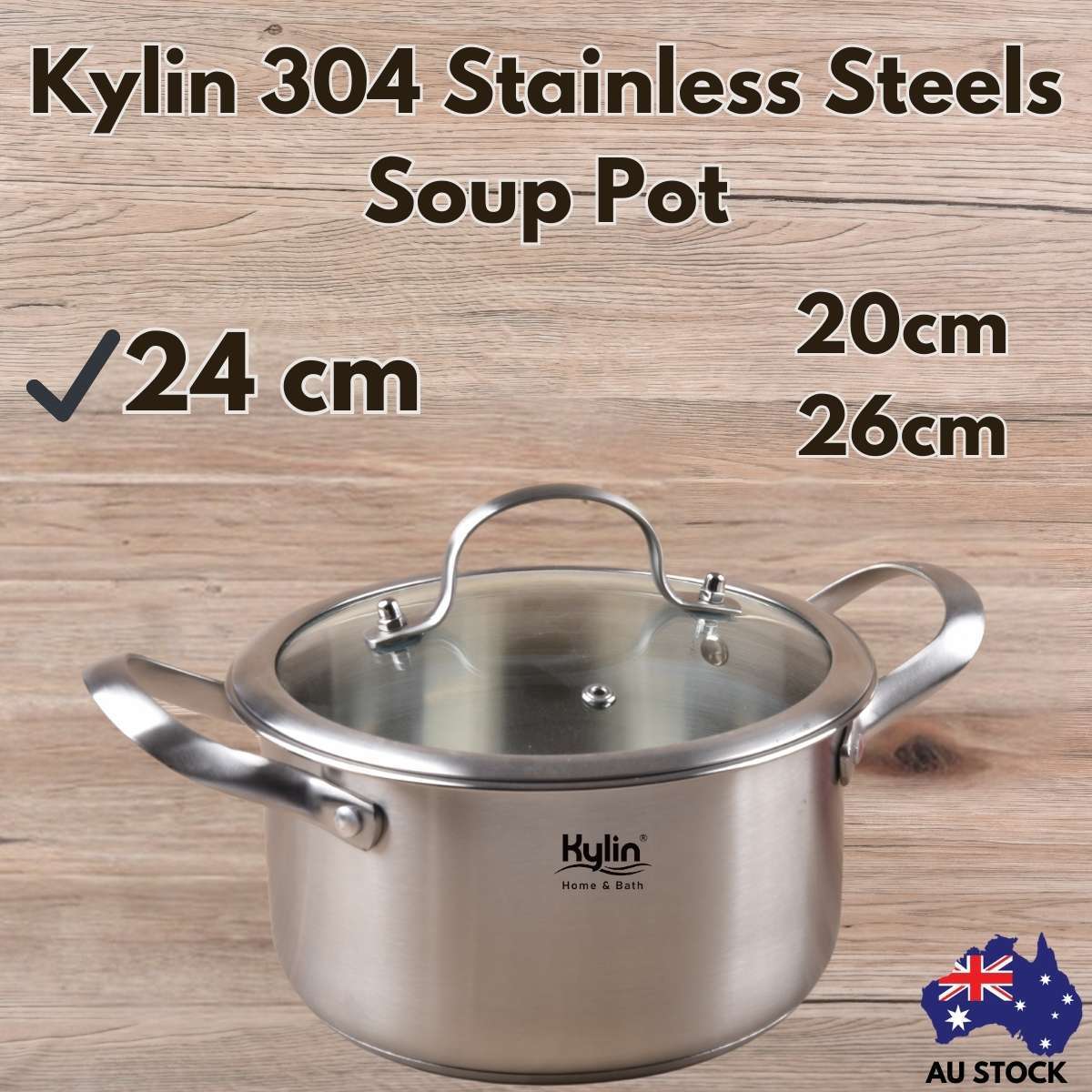 Kylin 304 Stainless Steels Soup Pot, Sauce Pan, Saucepan with lid 24cm
