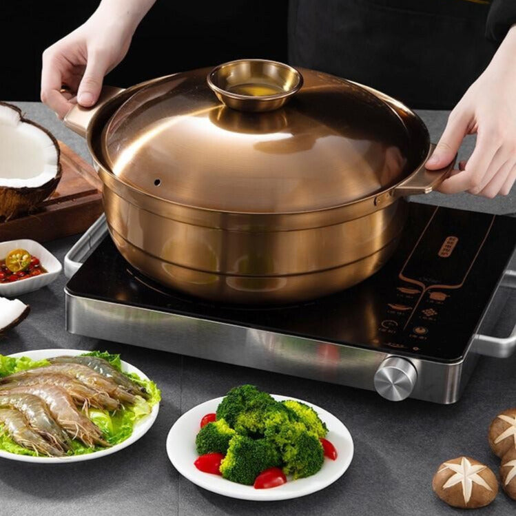 Kylin Copper-Gold Stainless Steel Chinese-Style Stewpot 30cm