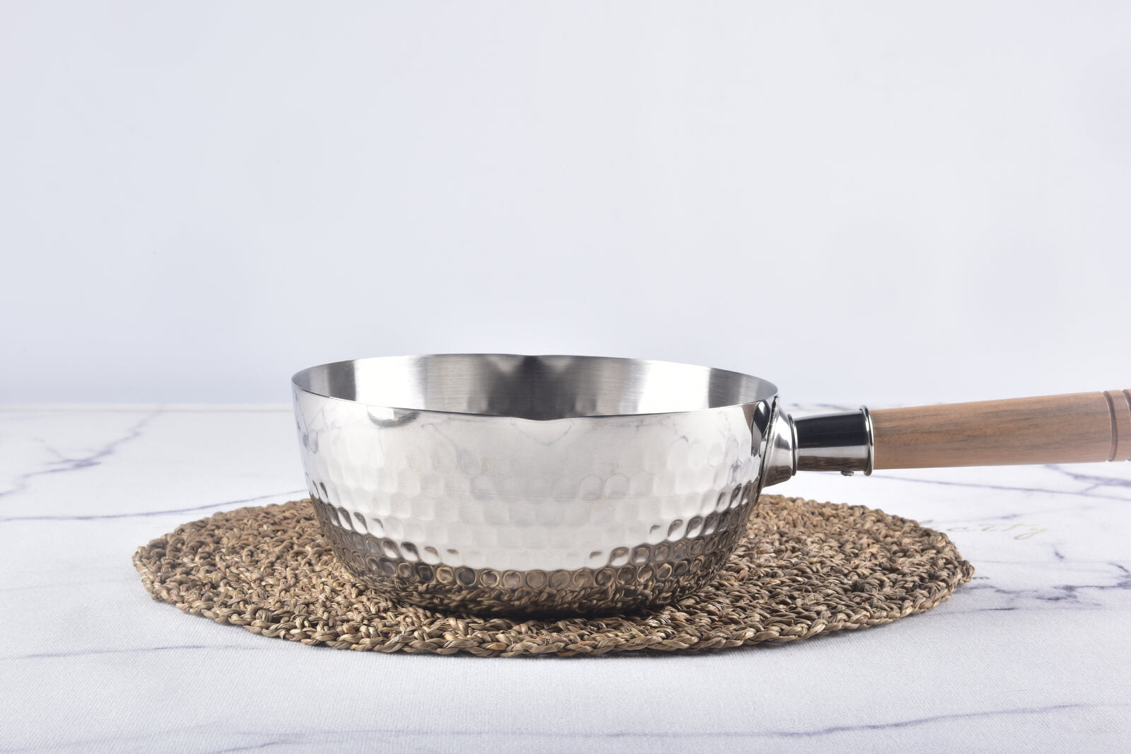 Kylin Japanese Tri-Layer Hammered Saucepan Milk Pan Yukihira Nabe Stainless Steel Wooden Handle