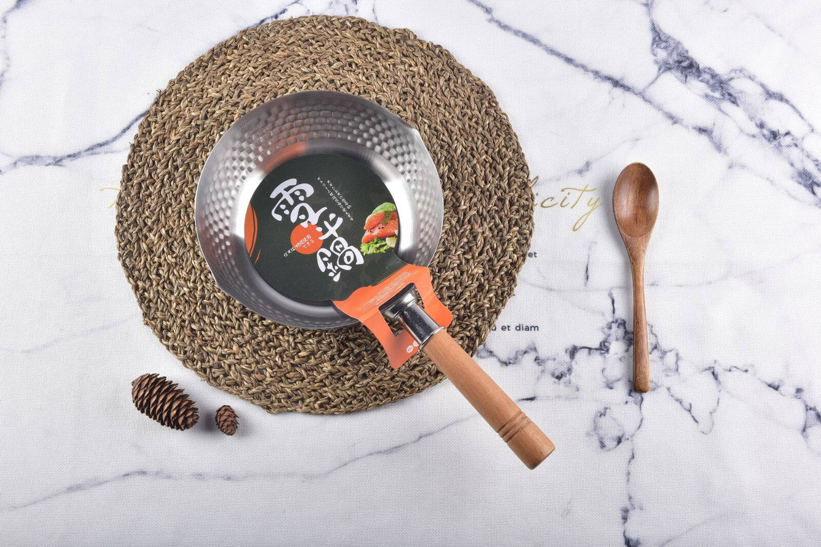 Kylin Japanese Tri-Layer Hammered Saucepan Milk Pan Yukihira Nabe Stainless Steel Wooden Handle