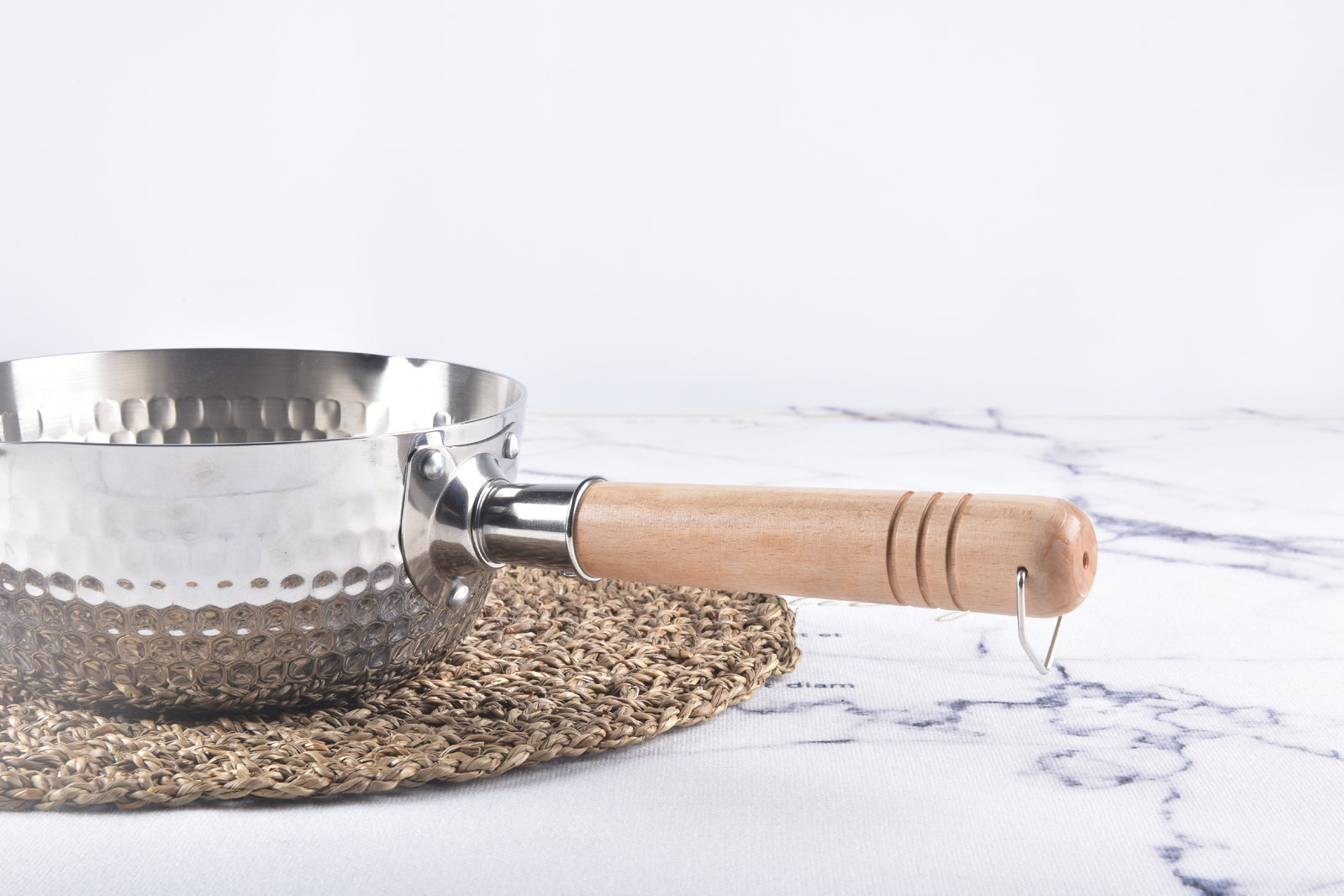 Kylin Japanese Tri-Layer Hammered Saucepan Milk Pan Yukihira Nabe Stainless Steel Wooden Handle