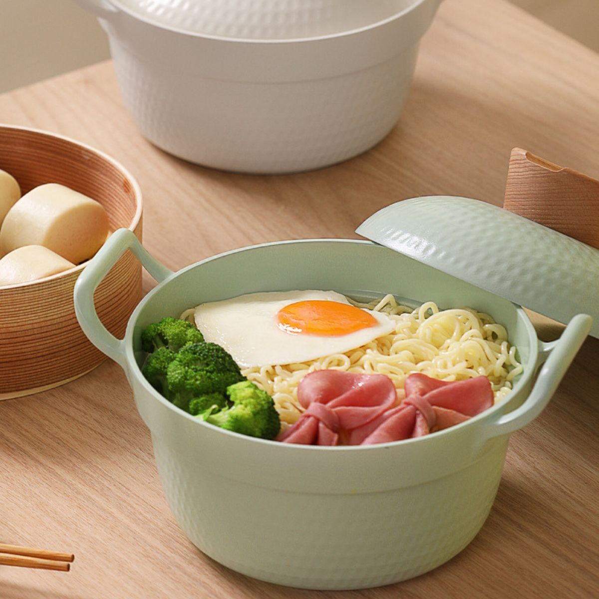 Masker Instant Noodle Pot Aluminium Ceramic Coating - Blue