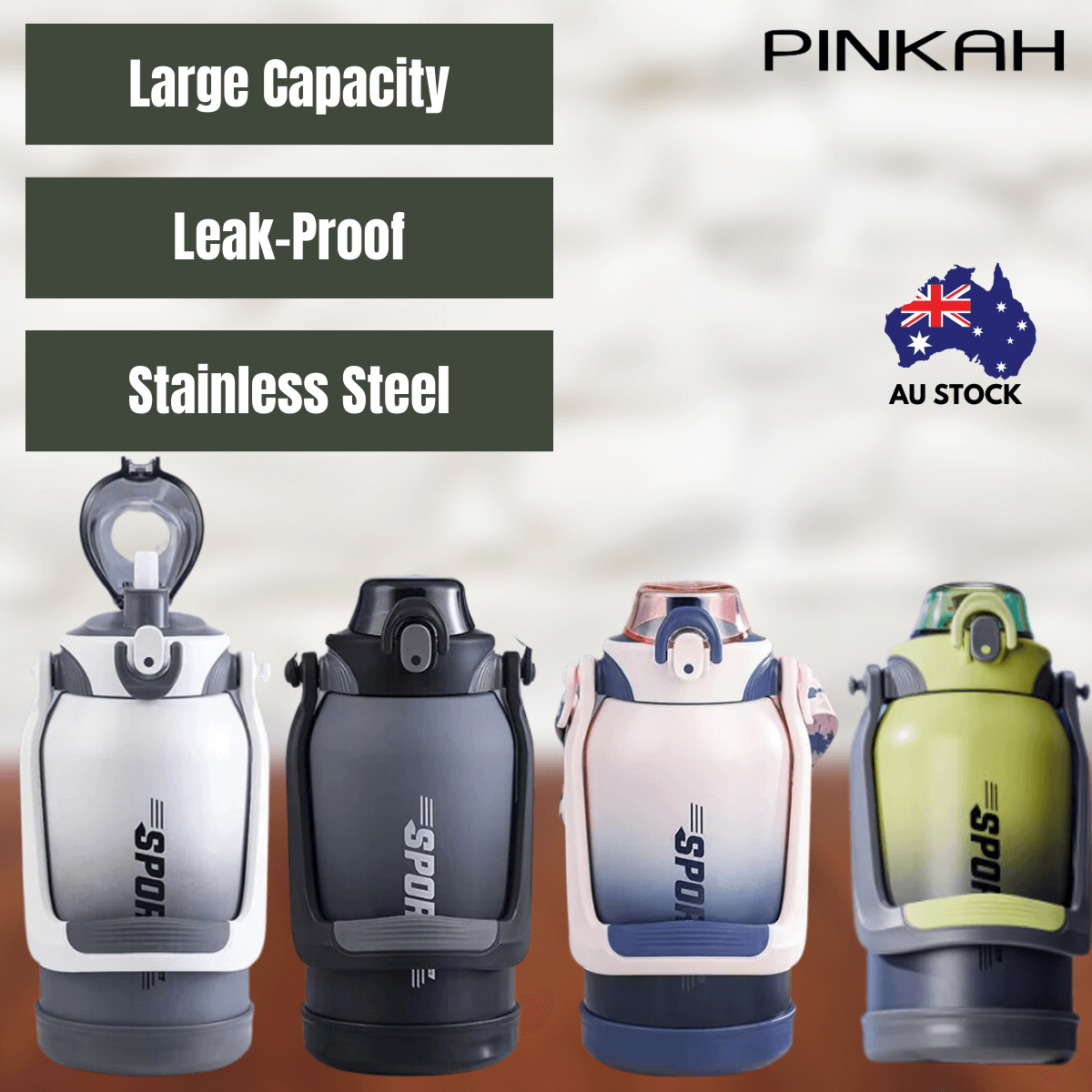 Pinkah PJ-3671 1.5L 316 S/S Sport Vaccum Bottle With Straw - Blue