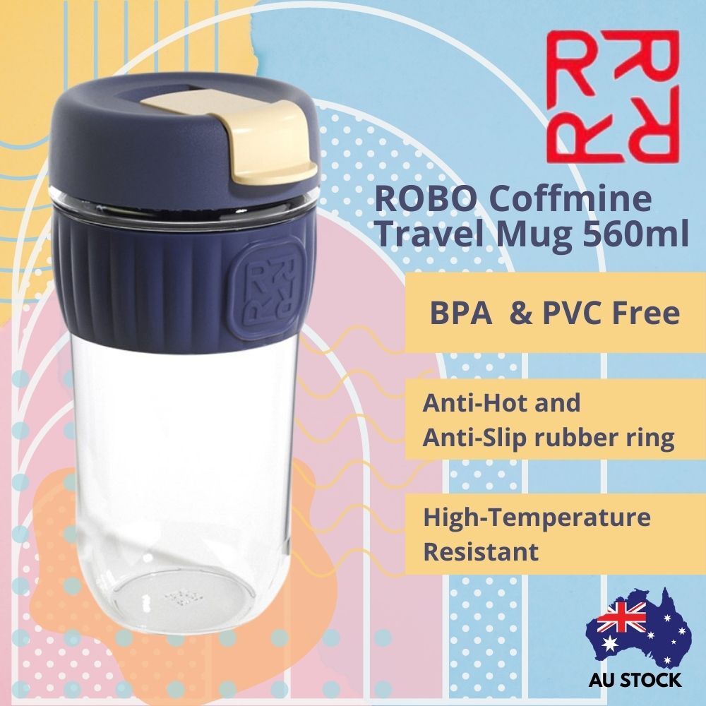 Robo Coffmine Coffee Cup Travel Mug Coffee Cup 560ml ( Blue )