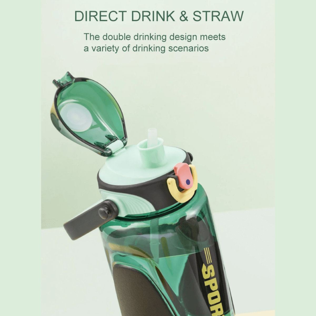 Pinkah PJ-776 1.5L Portable Tritan Sport Bottle With Straw - Black