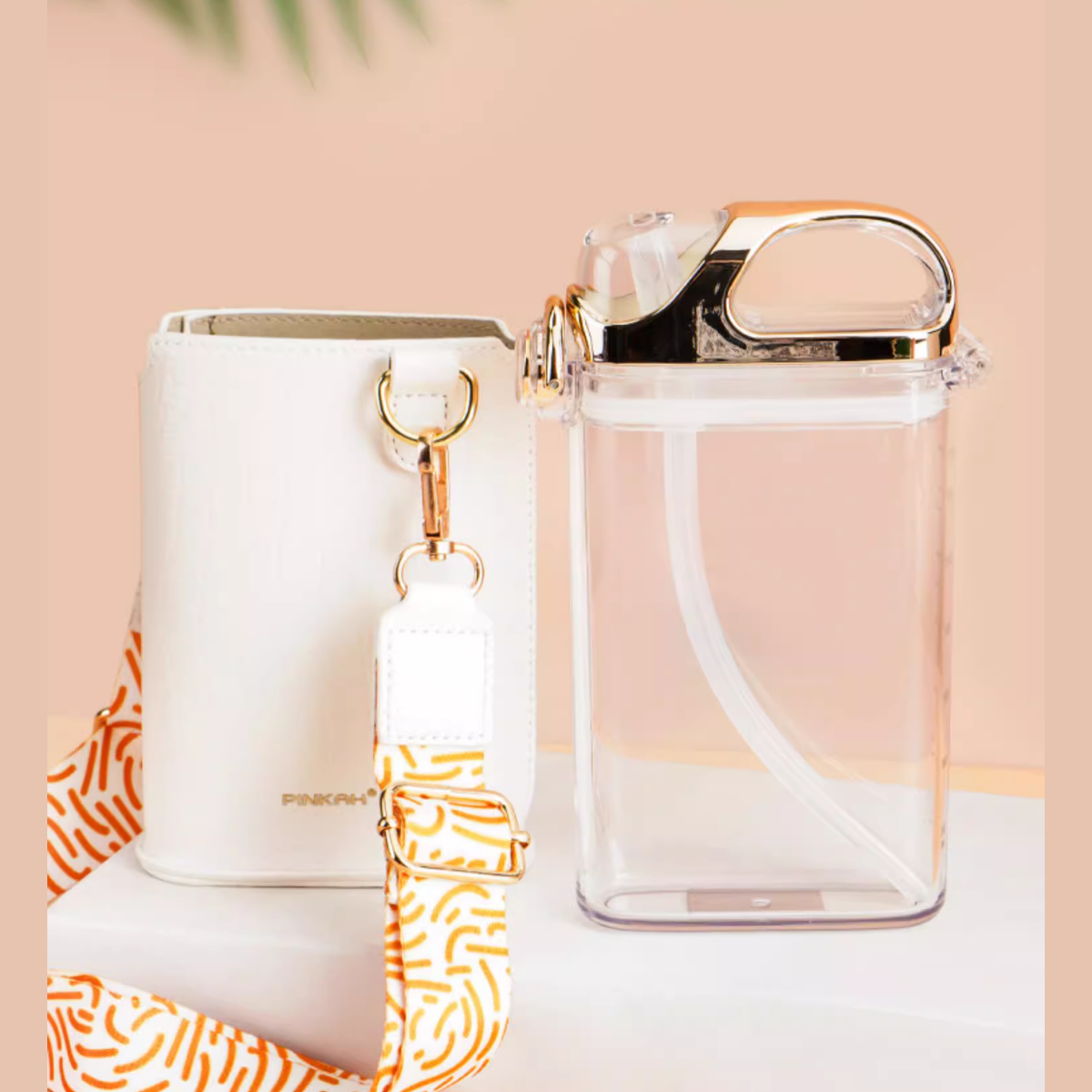 Pinkah PJ-4490 380ml Slim Water Bottle With Straw - Green