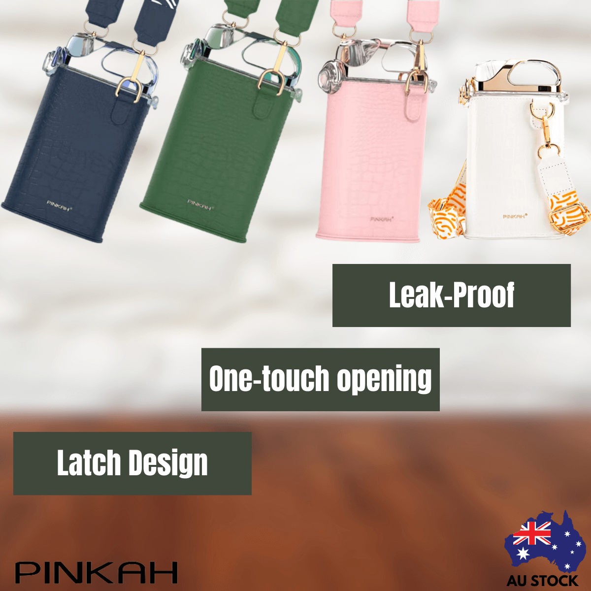 Pinkah PJ-4490 380ml Slim Water Bottle With Straw - White