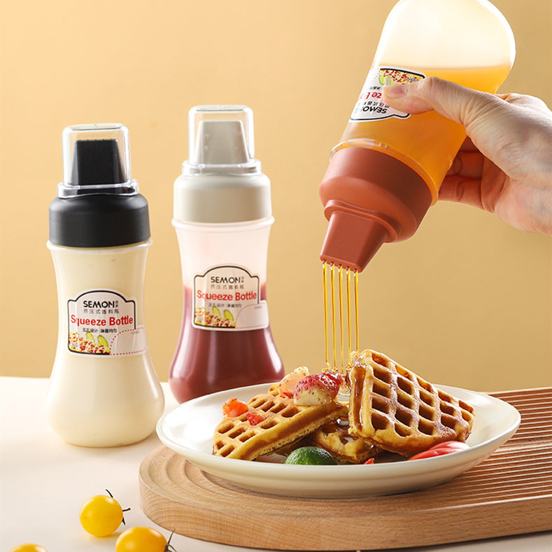 Robo Semon Squeeze Sauce Bottle Ketchup Spice Storage Container 350ml-Red