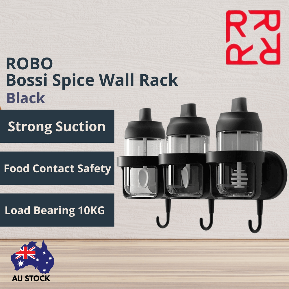 Robo Bossi Spice Wall Rack Black with Wall Mouting