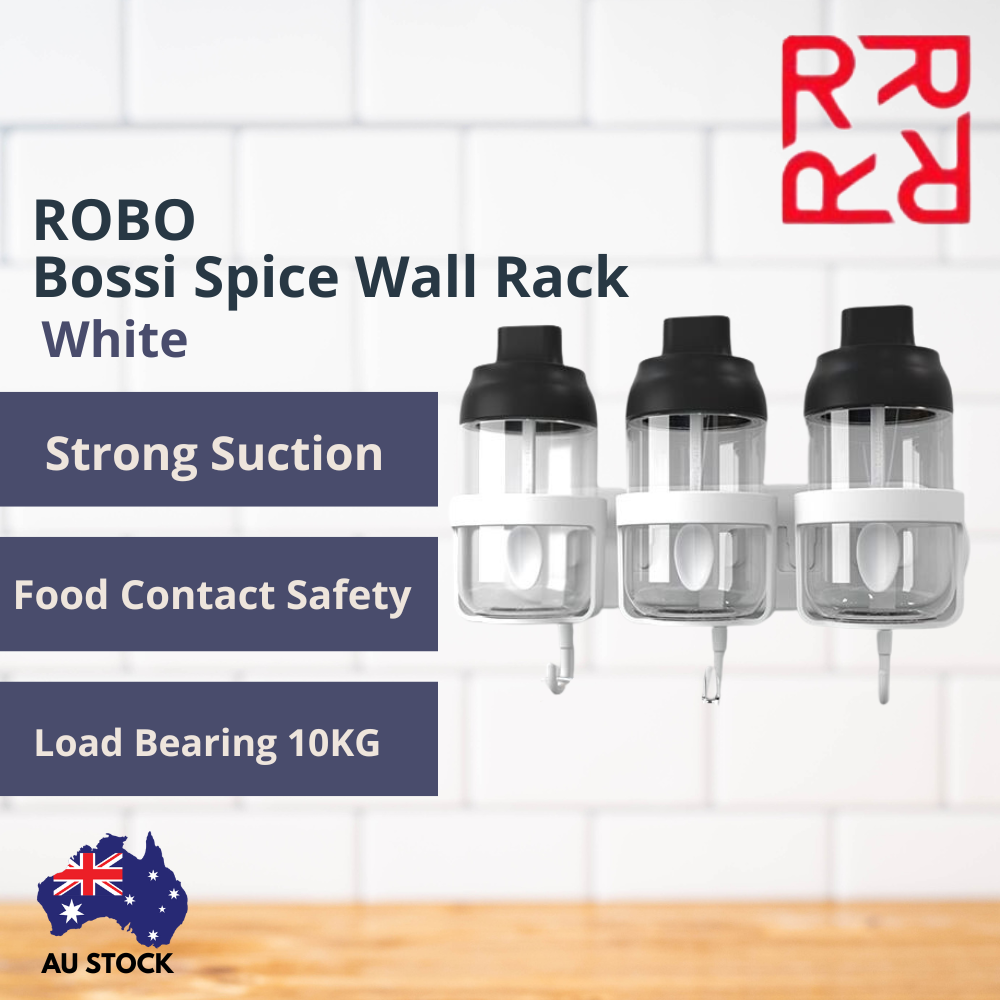 Robo Bossi Spice Wall Rack - White With Wall Mouting