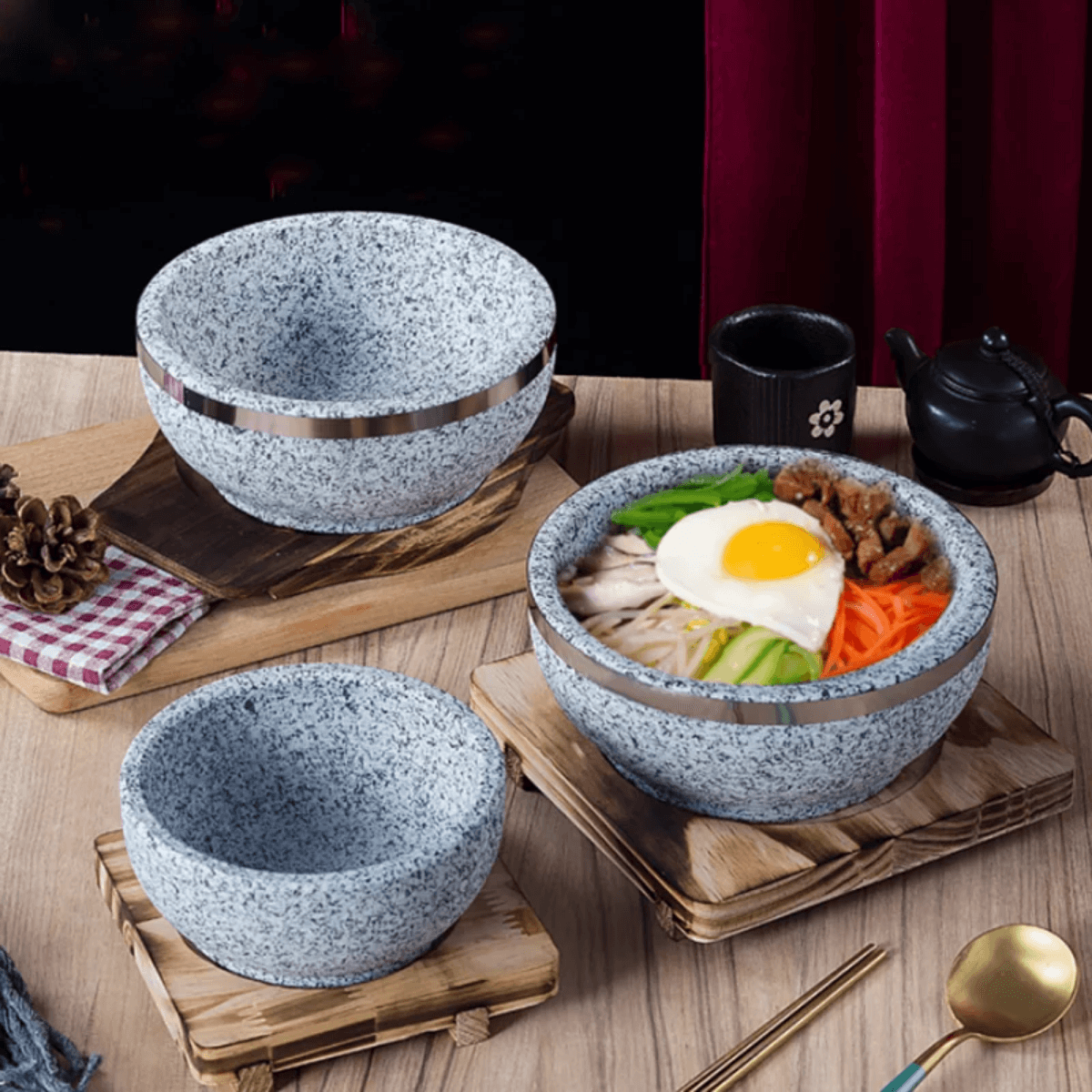 Korean Natural Stone Bowl Bibimbap 18cm