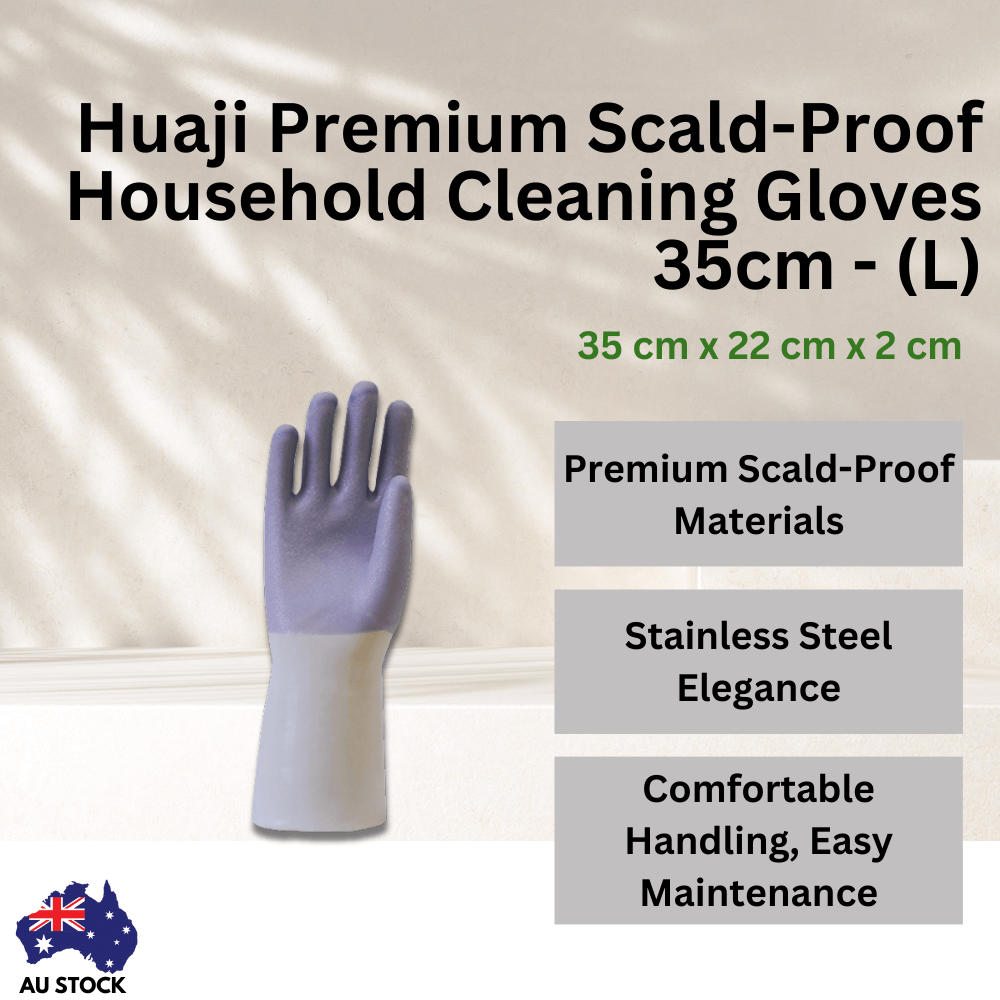 Huaji Polyester Lined Household Cleaning Gloves 32cm - (L)