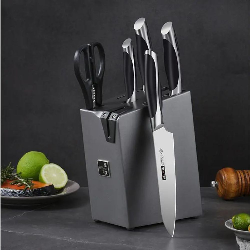 Zhang Xiaoquan D310901005 Chunmu Series Cleaver Chef Knife 6pc Set With Sharperner