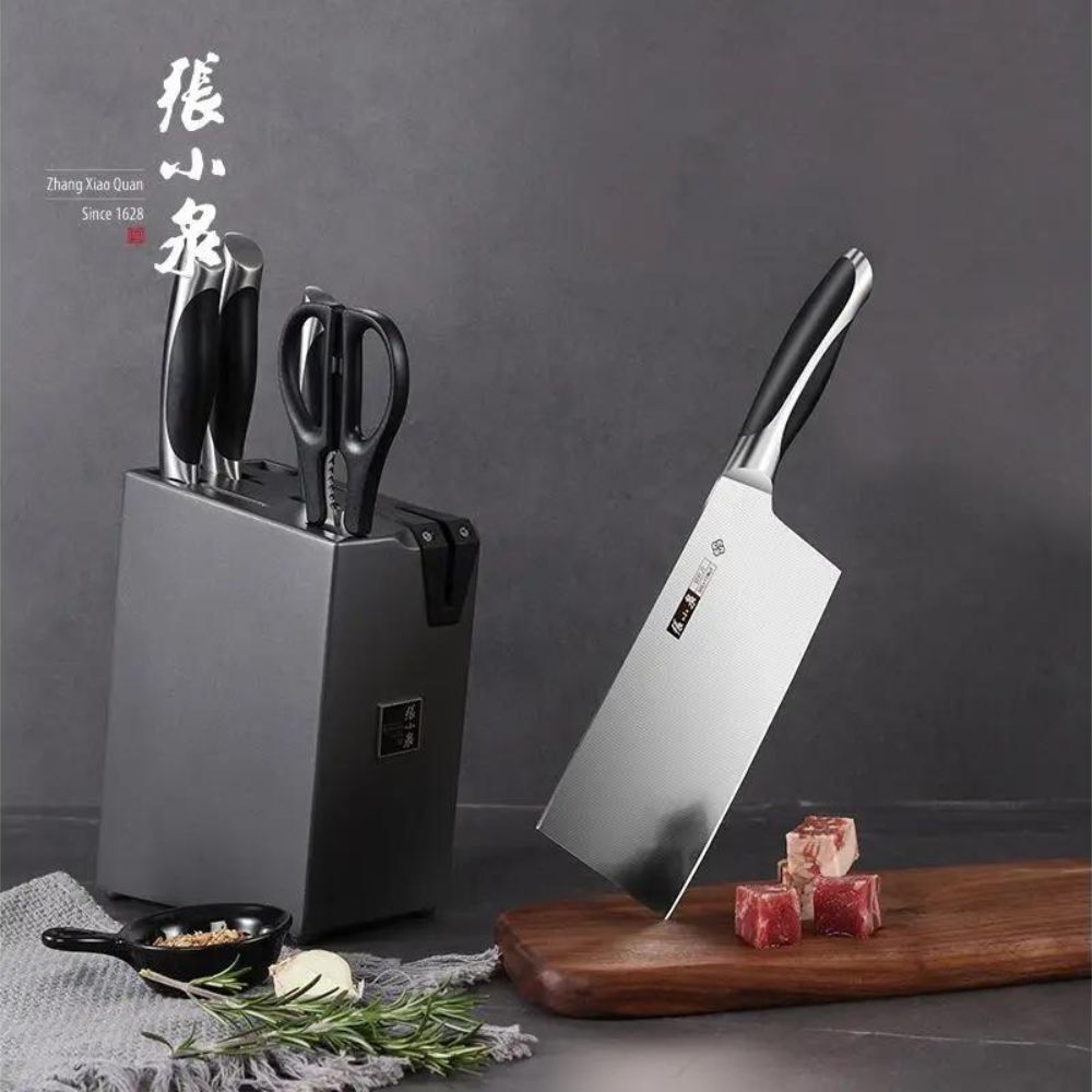 Zhang Xiaoquan D310901005 Chunmu Series Cleaver Chef Knife 6pc Set With Sharperner