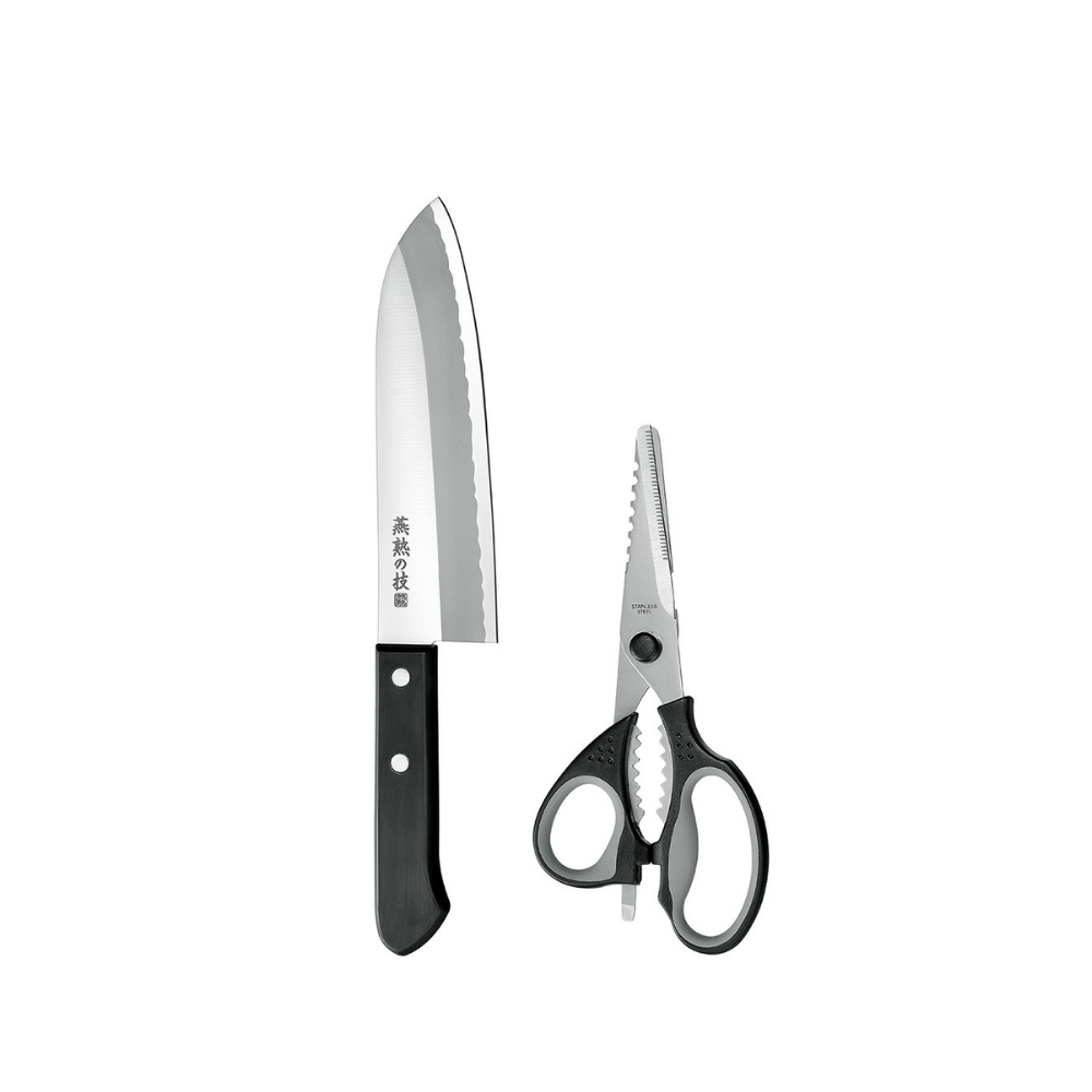 Yokoyama Santoku Knife - 16.5 cm With Kitchen Scissors