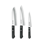 Yokoyama Kitchenware 3pcs Set Stainless Steel Santoku Knife - 16.5 cm & Gyuto Knife 18 cm & Petty Knife 13.5 cm