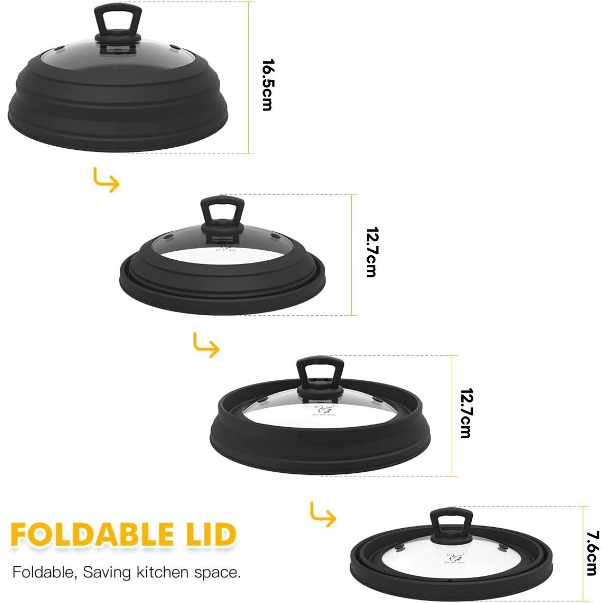 JLP Collapsible Microwave And Oven Safe BPA-free Silicone Cover 24cm~30cm - Black