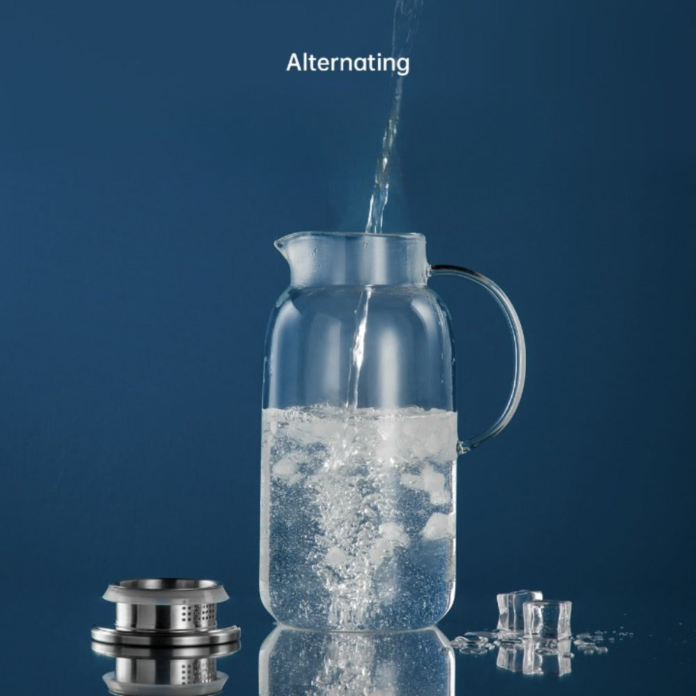 Cooker King Borosilicate Glass Water Jug with Stainless Steel Filter Lid 1.5L / 1.8L