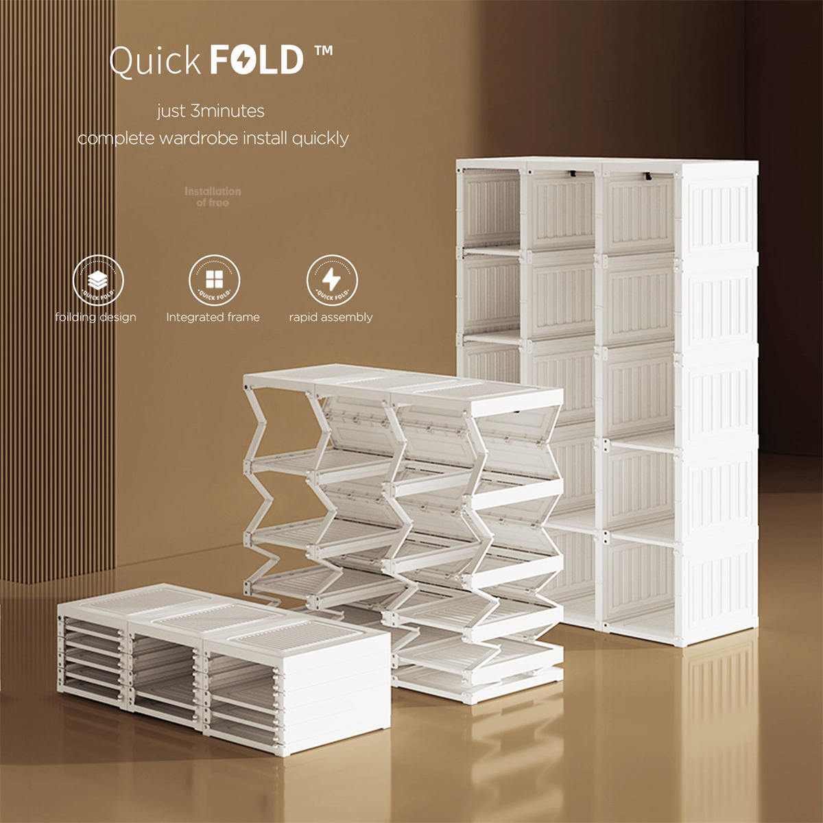 Antbox Cubes Storage Folding Cabinet Wardrobe With 8 Grids & 6 Doors & 1 Hanger