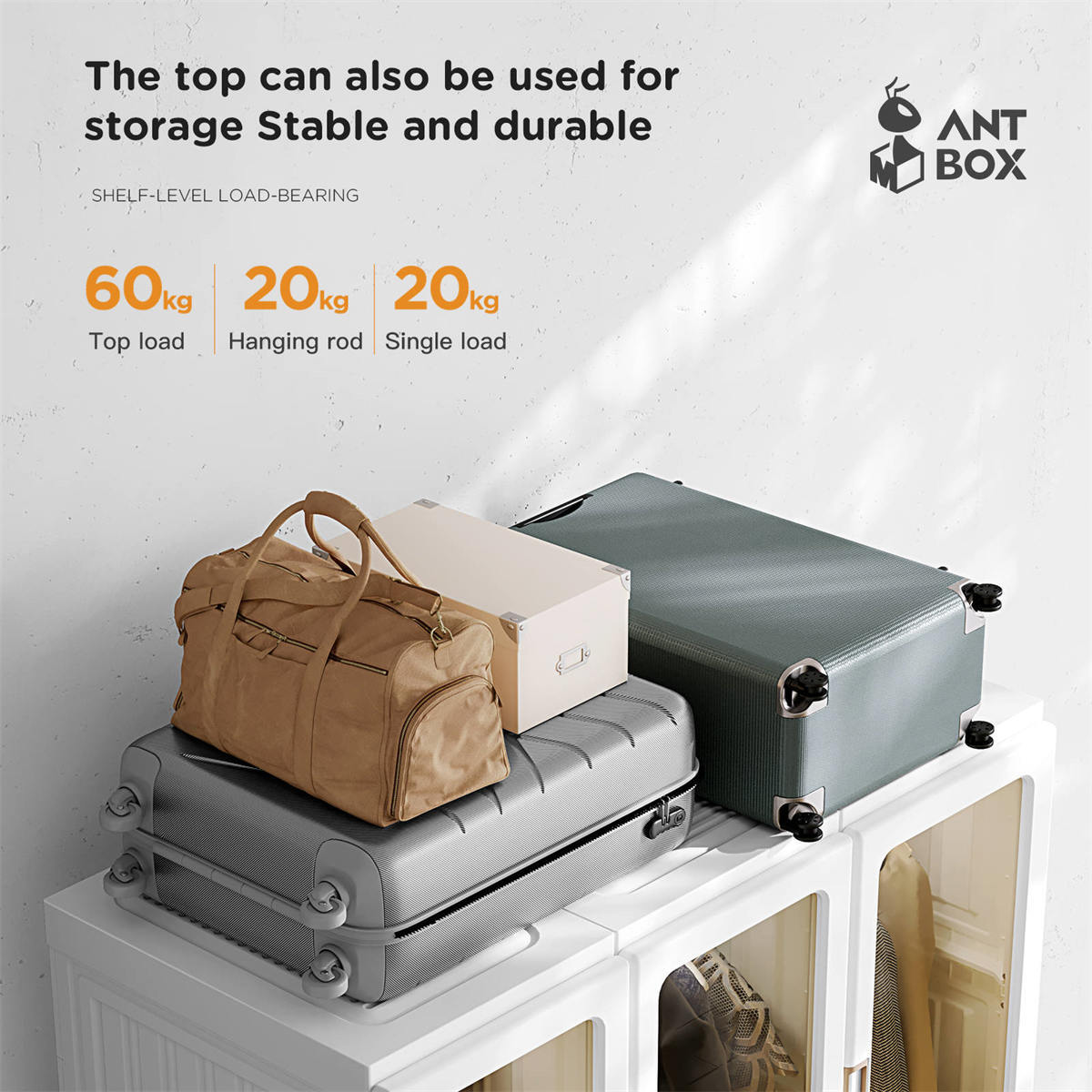 Antbox Cubes Storage Folding Cabinet Wardrobe With 8 Grids & 6 Doors & 1 Hanger