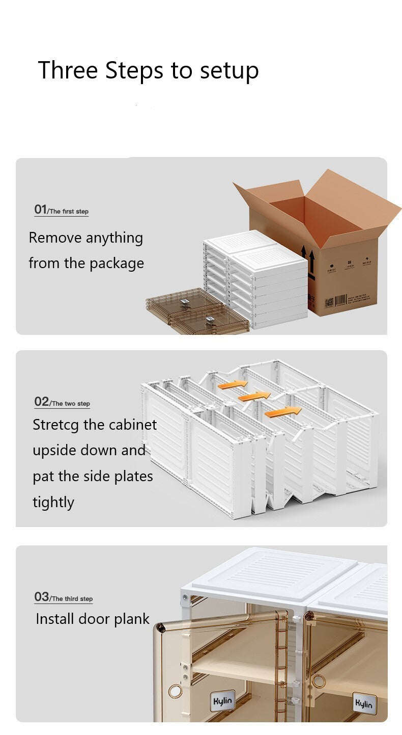 Kylin Cubes Storage Folding Cabinet Wardrobe with 12 Grids & 8 Doors & 2 Hangers