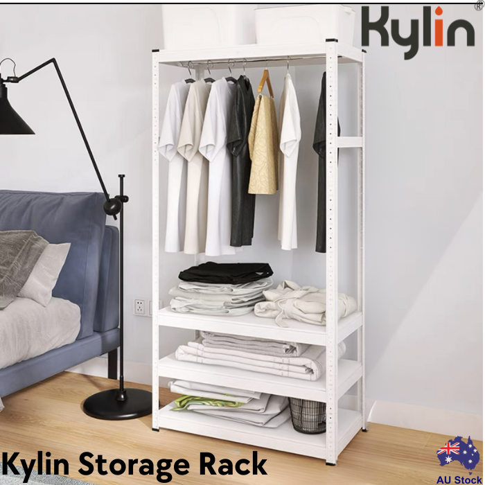 Kylin Wardrobe Storage Shelf Clothes Rack Garment Closet Storage Organizer Hanging Rail Shelf (160cm) 800mm* 400mm* 1600mm