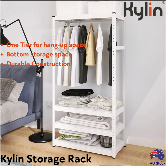 Kylin Wardrobe Storage Shelf Clothes Rack Garment Closet Storage Organizer Hanging Rail Shelf (160cm) 800mm* 400mm* 1600mm
