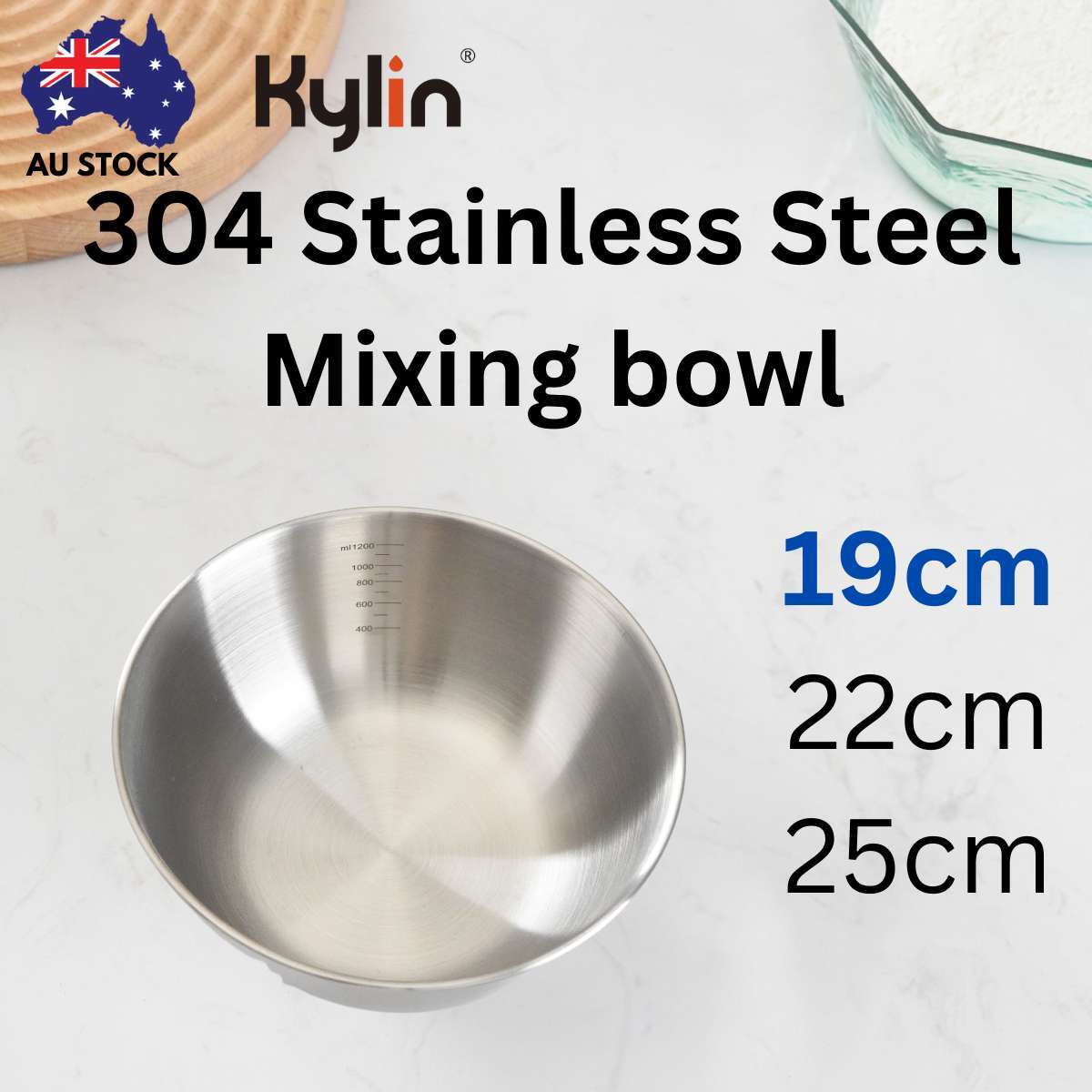 Kylin 304 Stainless Steel Mixing Bowl Japanese-Style Serving Basin 19cm