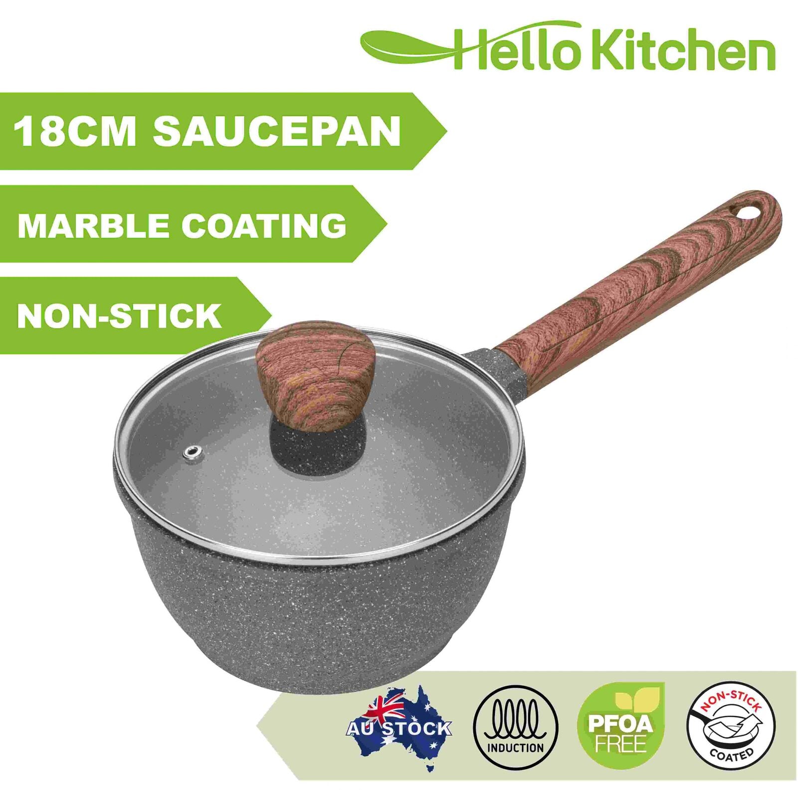 Hello Kitchen marble non-stick saucepan PFOA free