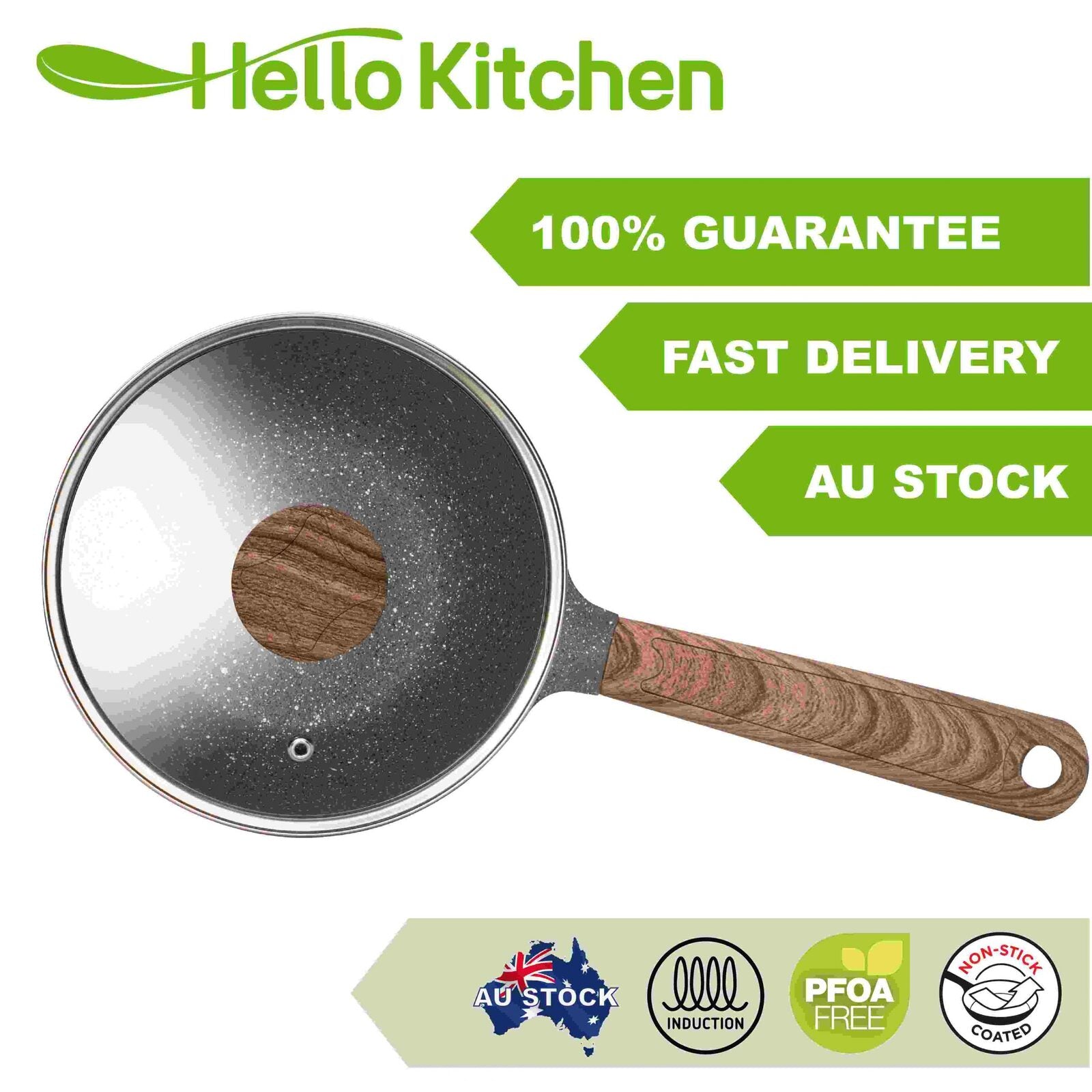 Hello Kitchen marble non-stick saucepan PFOA free
