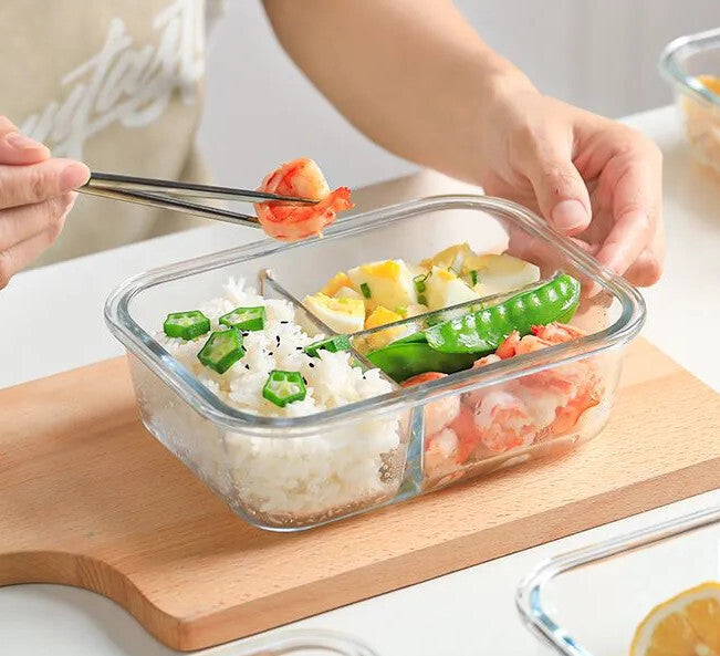 Robo Clark Glass Lunch Box Food Contatiner With Snap Lock Lid Red 620ml 1000ml