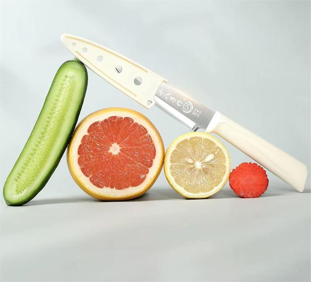 Shi Ba Zi Zuo Fruit Knife with Sheath - Cream