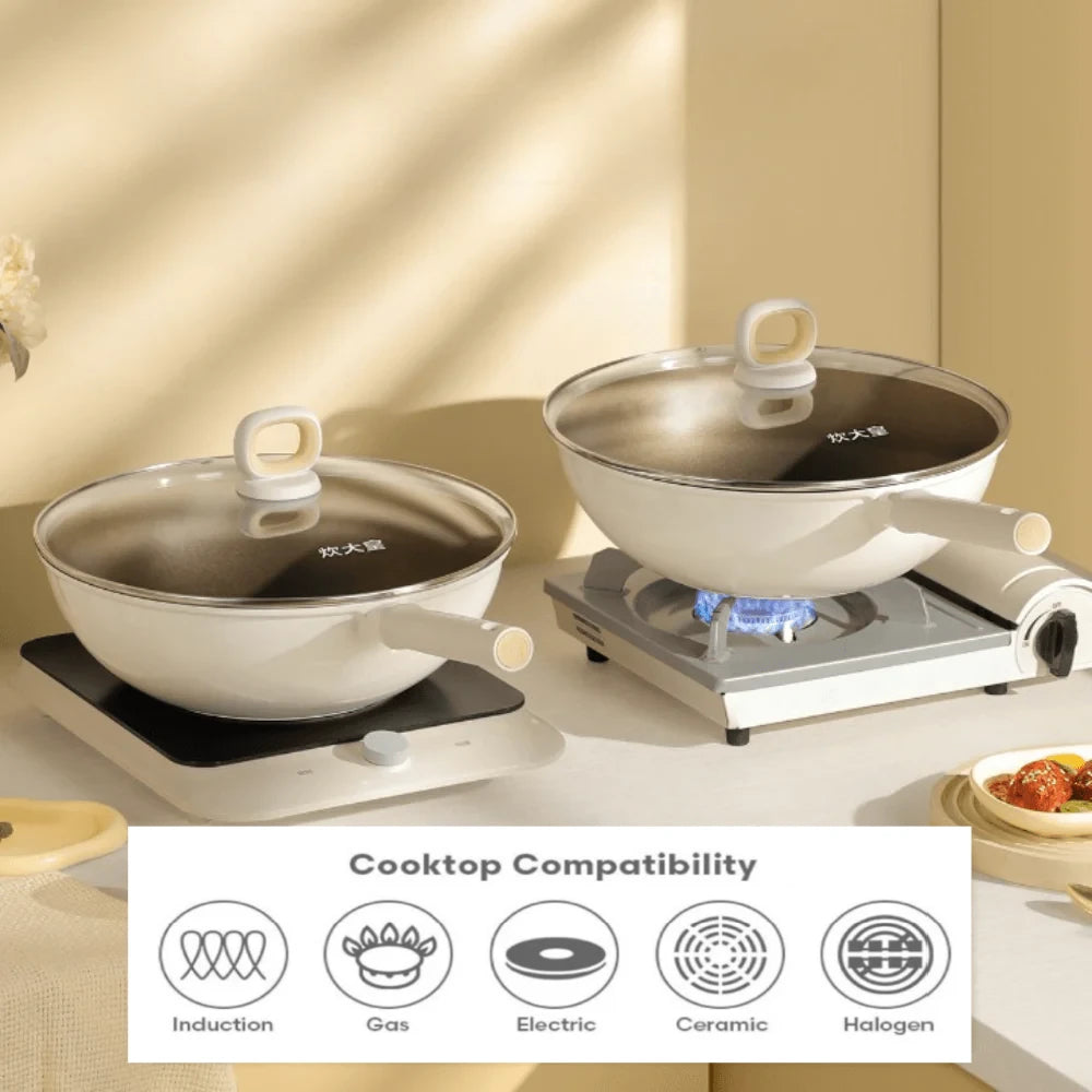 Cooker King White Titanium Wok 26cm