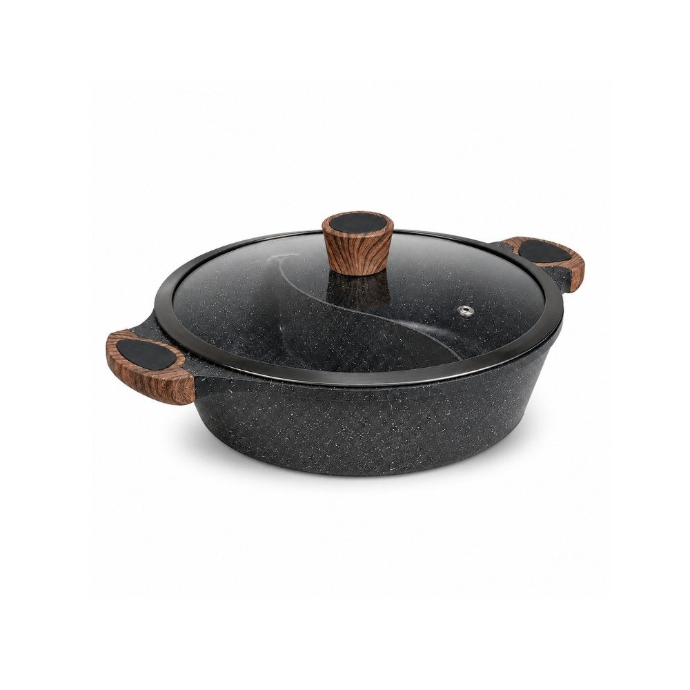 Hello Kitchen 30cm marble divided steamboat hot pot
