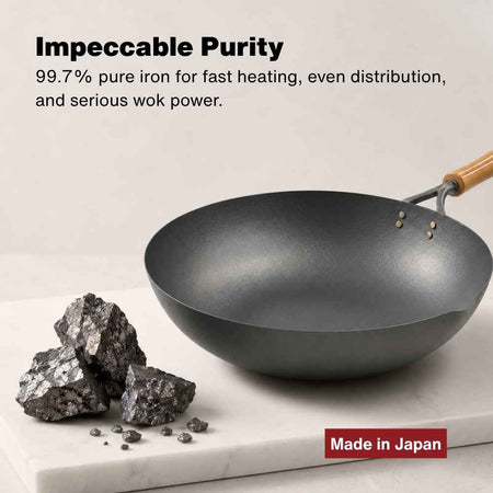 Kirameki Premium Pure Iron Nitriding Processing Stir Fry Wok Made In Japan